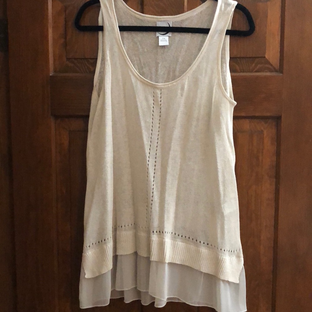 Large-linen cotton blend sleeveless top